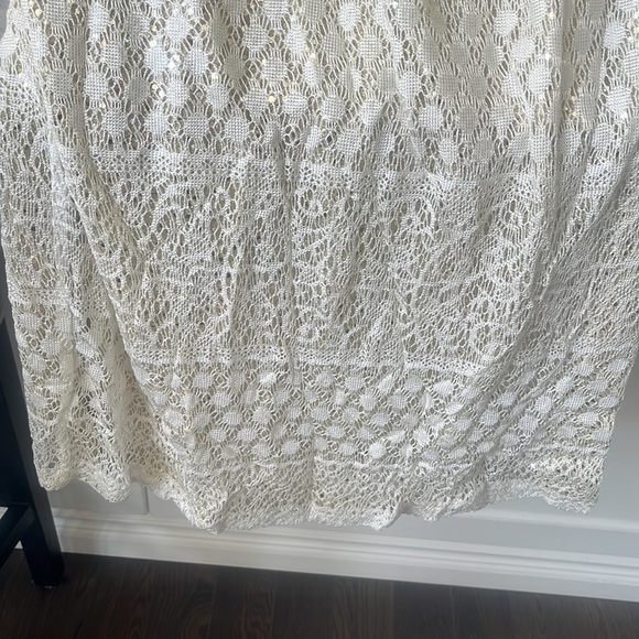 Vintage mother  of the bride floor length gown cream gold lace crochet effect - Picture 16 of 17